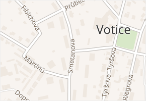 Smetanova v obci Votice - mapa ulice