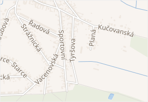 Tyršova v obci Vracov - mapa ulice