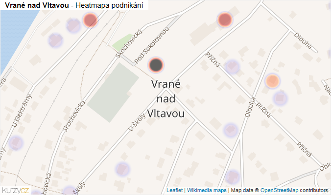 Mapa Vrané nad Vltavou - Firmy v části obce.