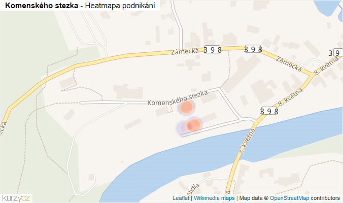 Mapa Komenského stezka - Firmy v ulici.