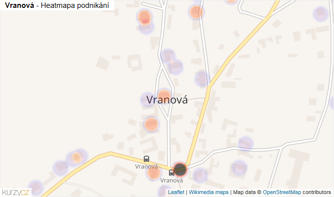 Mapa Vranová - Firmy v části obce.
