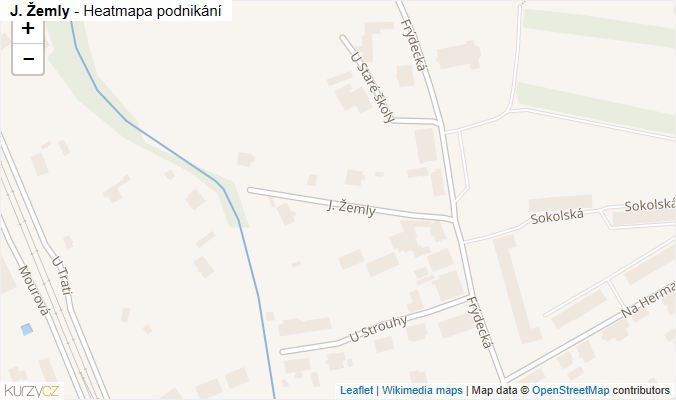 Mapa J. Žemly - Firmy v ulici.