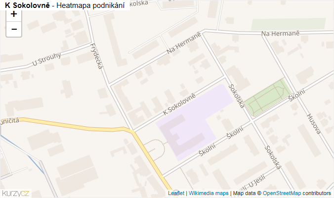 Mapa K Sokolovně - Firmy v ulici.