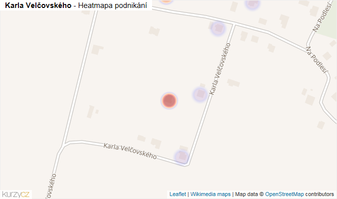 Mapa Karla Velčovského - Firmy v ulici.