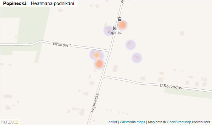 Mapa Popinecká - Firmy v ulici.