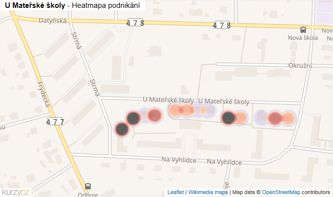 Mapa U Mateřské školy - Firmy v ulici.