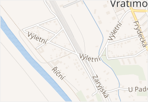 Výletní v obci Vratimov - mapa ulice