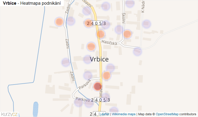 Mapa Vrbice - Firmy v části obce.