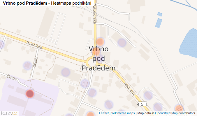 Mapa Vrbno pod Pradědem - Firmy v části obce.