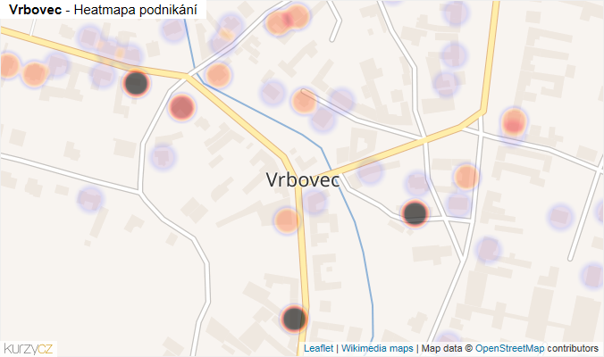 Mapa Vrbovec - Firmy v části obce.