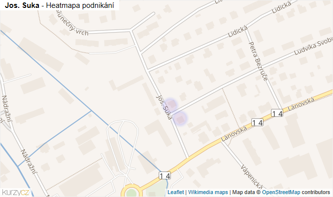 Mapa Jos. Suka - Firmy v ulici.