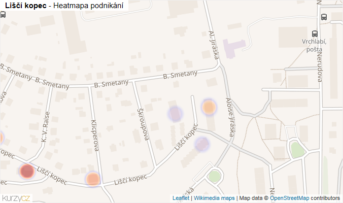 Mapa Liščí kopec - Firmy v ulici.