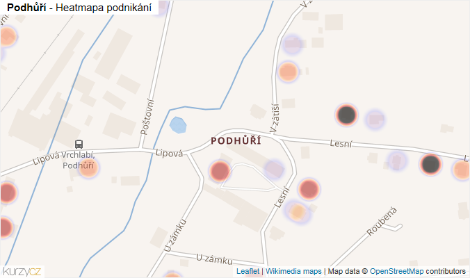 Mapa Podhůří - Firmy v části obce.