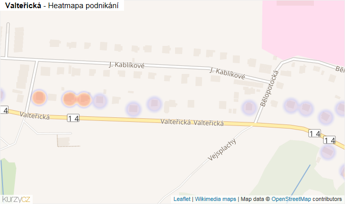 Mapa Valteřická - Firmy v ulici.