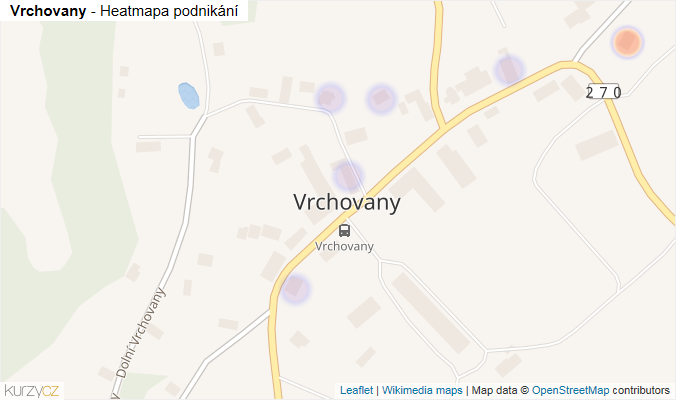 Mapa Vrchovany - Firmy v části obce.