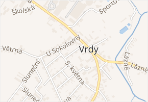 Komenského v obci Vrdy - mapa ulice