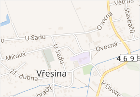 Za Školou v obci Vřesina - mapa ulice