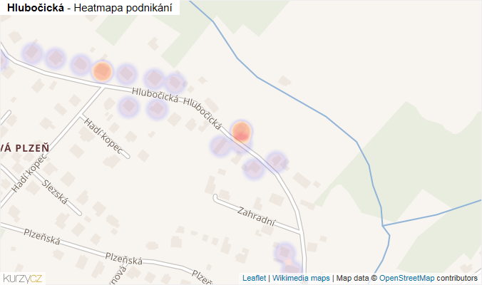 Mapa Hlubočická - Firmy v ulici.