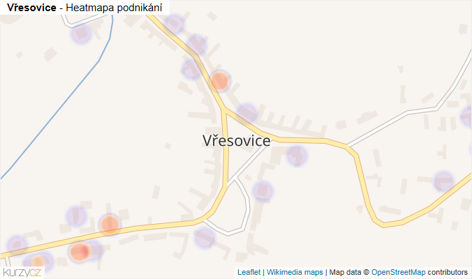 Mapa Vřesovice - Firmy v části obce.