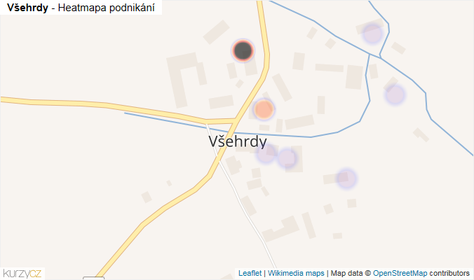 Mapa Všehrdy - Firmy v části obce.
