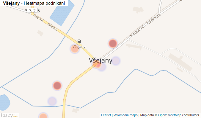 Mapa Všejany - Firmy v části obce.