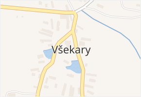 Všekary v obci Všekary - mapa části obce