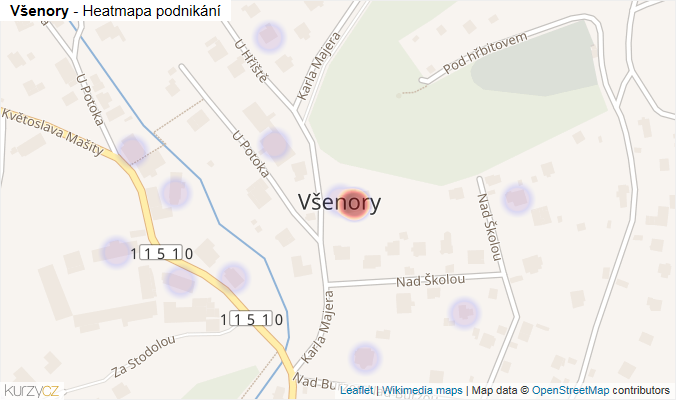 Mapa Všenory - Firmy v části obce.