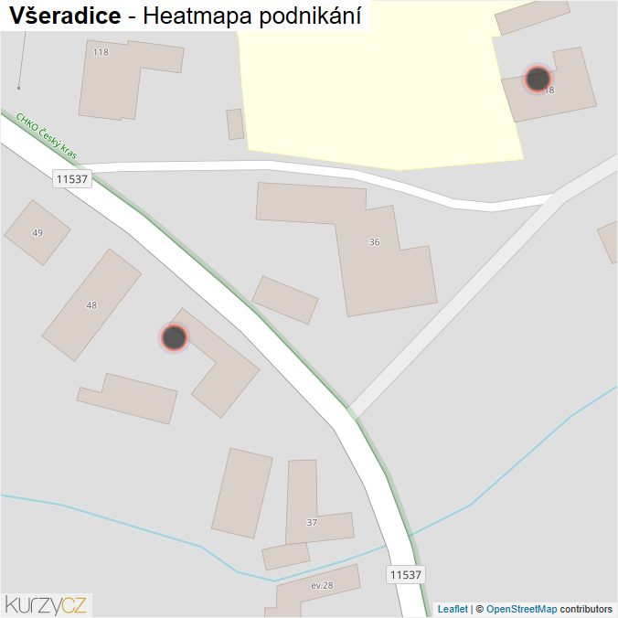 Mapa Všeradice - Firmy v obci.