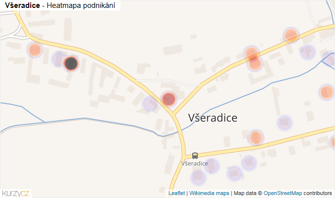 Mapa Všeradice - Firmy v části obce.