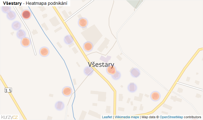 Mapa Všestary - Firmy v části obce.
