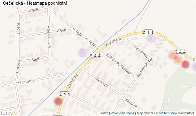 Mapa Čečelická - Firmy v ulici.