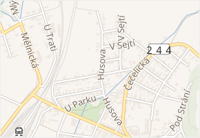 Husova v obci Všetaty - mapa ulice