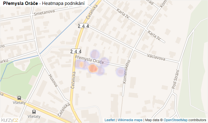 Mapa Přemysla Oráče - Firmy v ulici.