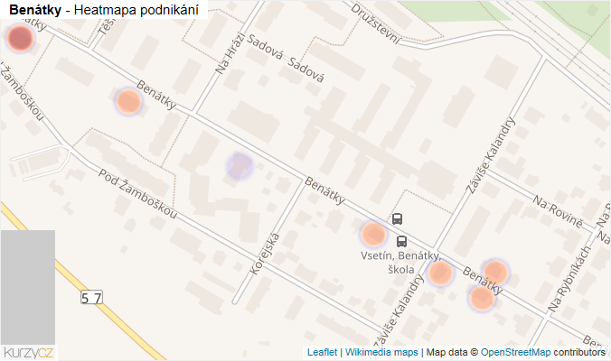 Mapa Benátky - Firmy v ulici.