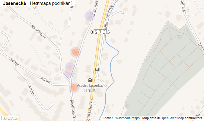 Mapa Jasenecká - Firmy v ulici.