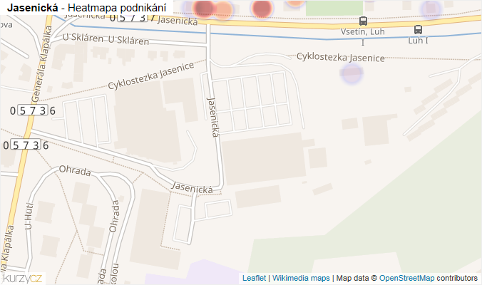 Mapa Jasenická - Firmy v ulici.
