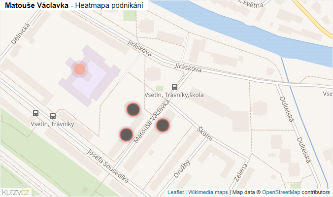 Mapa Matouše Václavka - Firmy v ulici.