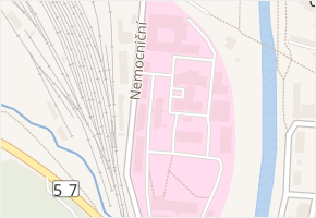 Nemocniční v obci Vsetín - mapa ulice