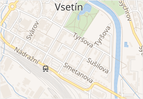 U Hřiště v obci Vsetín - mapa ulice