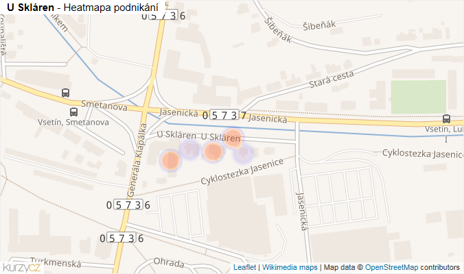 Mapa U Skláren - Firmy v ulici.