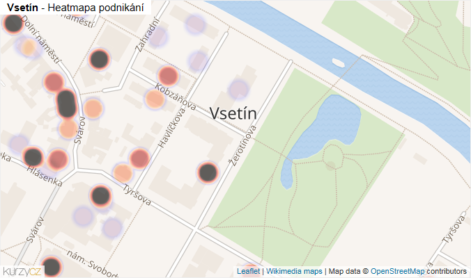 Mapa Vsetín - Firmy v části obce.
