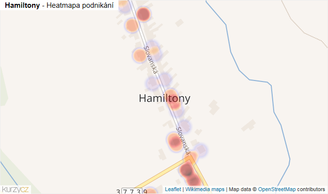 Mapa Hamiltony - Firmy v části obce.