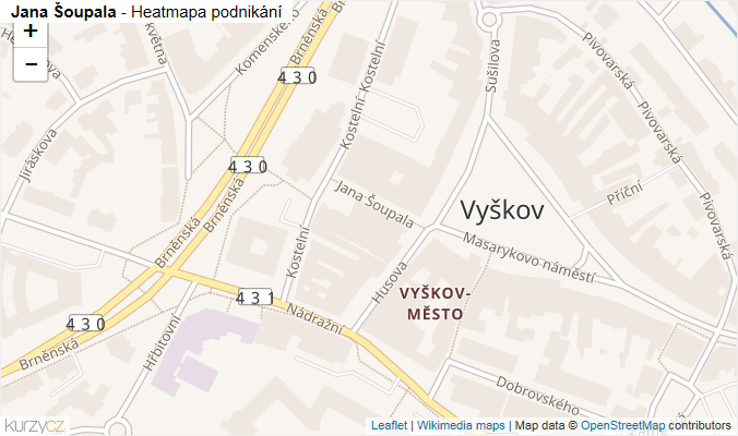 Mapa Jana Šoupala - Firmy v ulici.