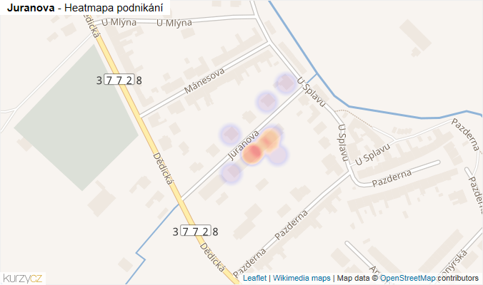 Mapa Juranova - Firmy v ulici.