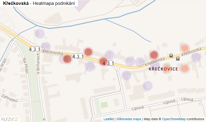 Mapa Křečkovská - Firmy v ulici.