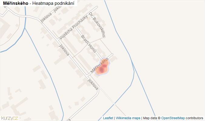 Mapa Měřínského - Firmy v ulici.