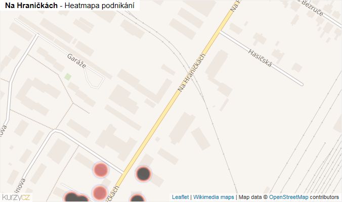 Mapa Na Hraničkách - Firmy v ulici.