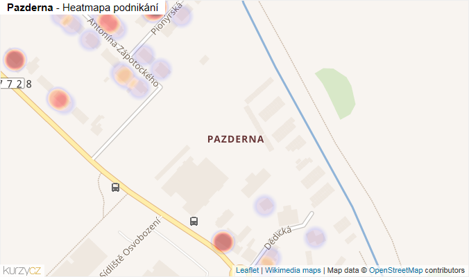 Mapa Pazderna - Firmy v části obce.