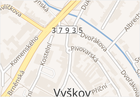 Pivovarská v obci Vyškov - mapa ulice