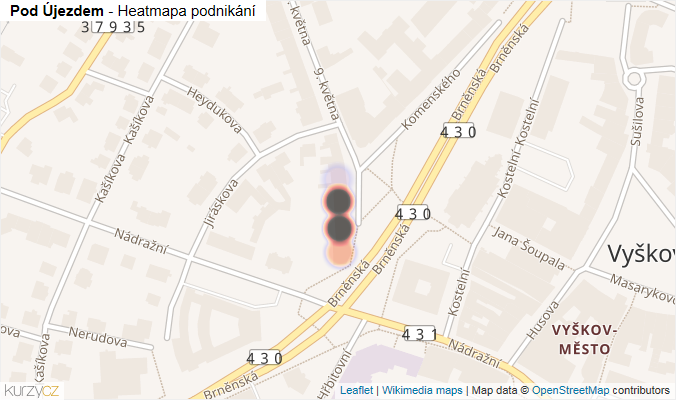 Mapa Pod Újezdem - Firmy v ulici.